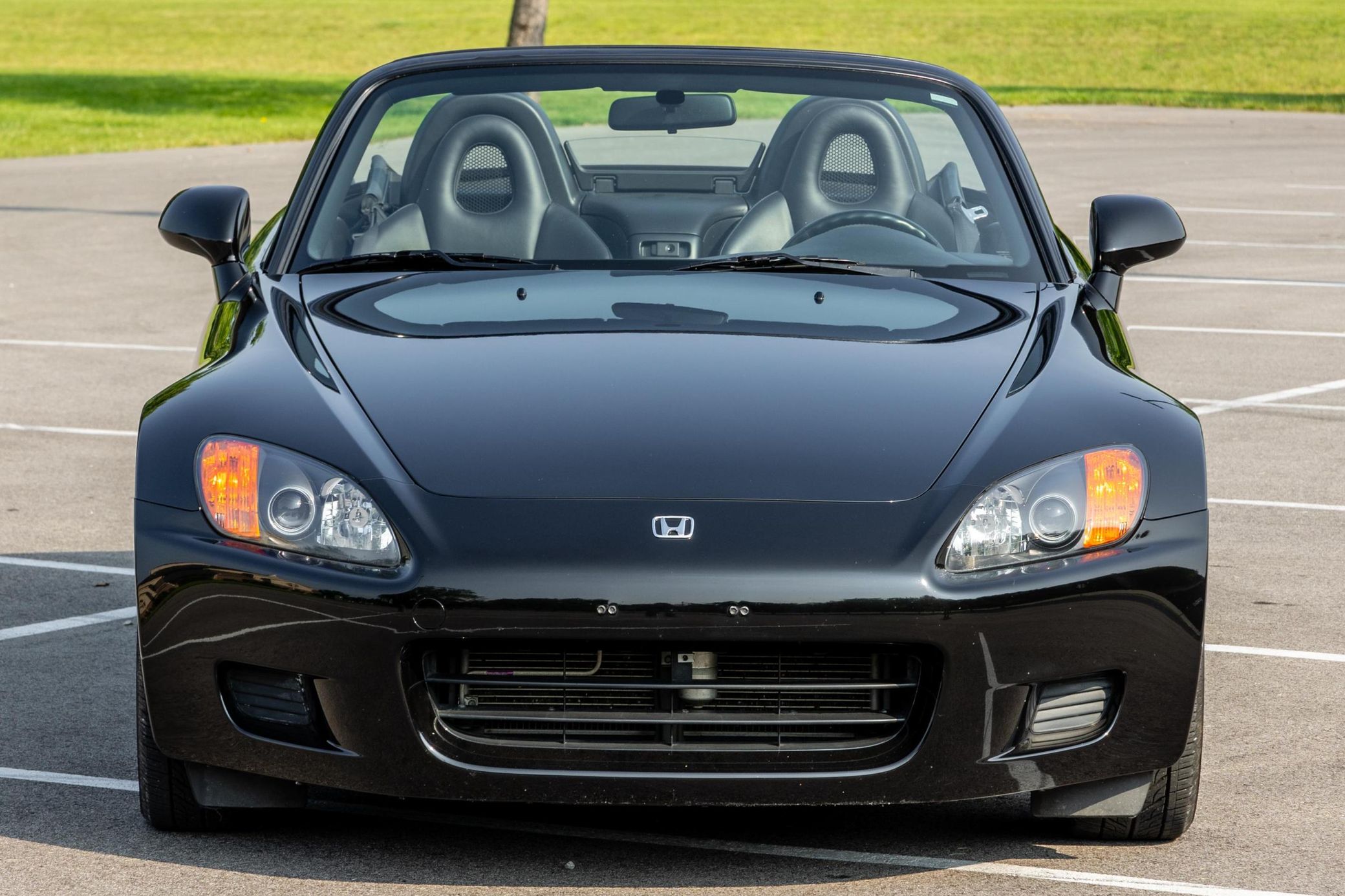 Front view of a 2000 black Honda S2000