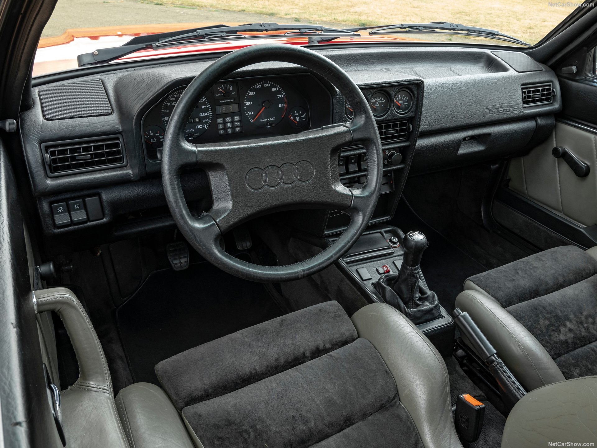 Interior view of a 1984 red Audi Sport Quattro