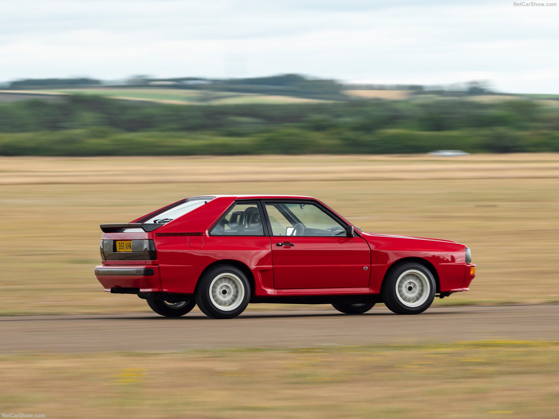 Side view of a 1984 red Audi Sport Quattro