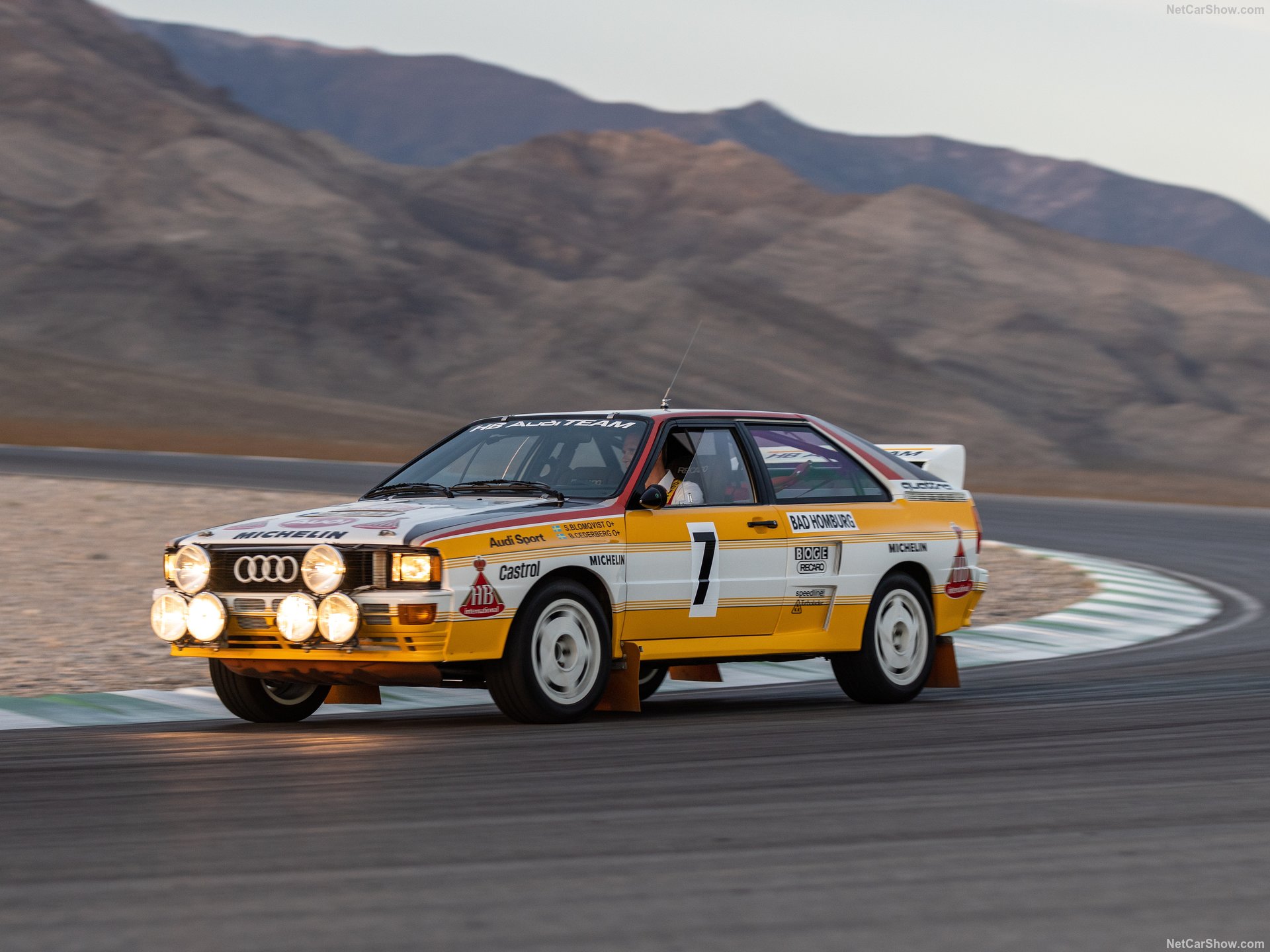 1984 Audi Sport Quattro Rallye at a racetrack