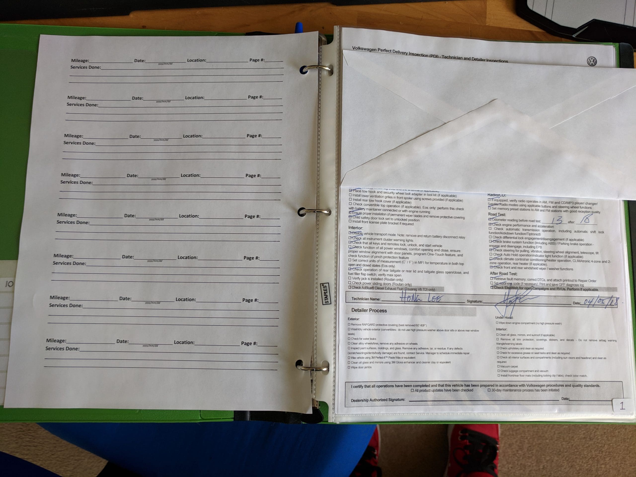 A binder with war maintenance records