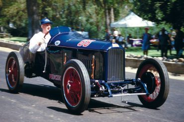 Lindley Bothwell Jr. is shown at the 1998 Visalia motorsports festival driving his 1913 Grand Prix Peugeot, winner of the 1916 Indianapolis 500-mile race. Photo: Pete Lyons / www.petelyons.com
