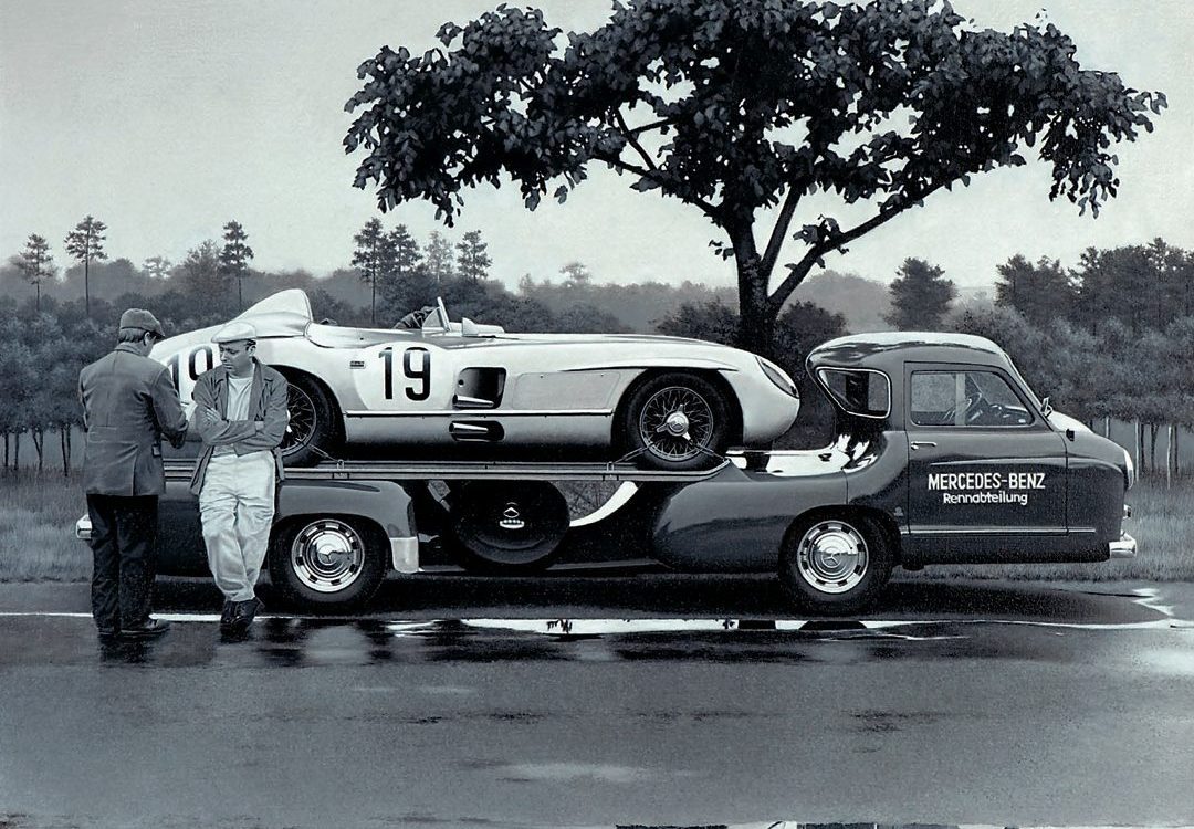 Mercedes’ 300 SLR and Juan Manuel Fangio Artwork
