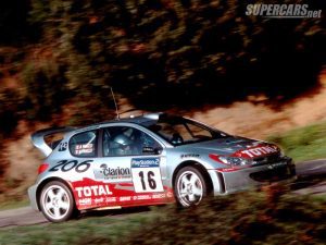 Solido 1/18 - Peugeot 206 WRC N°3 - Rallye 2001 - Princen Colebunders - Rouge (état Neuf)