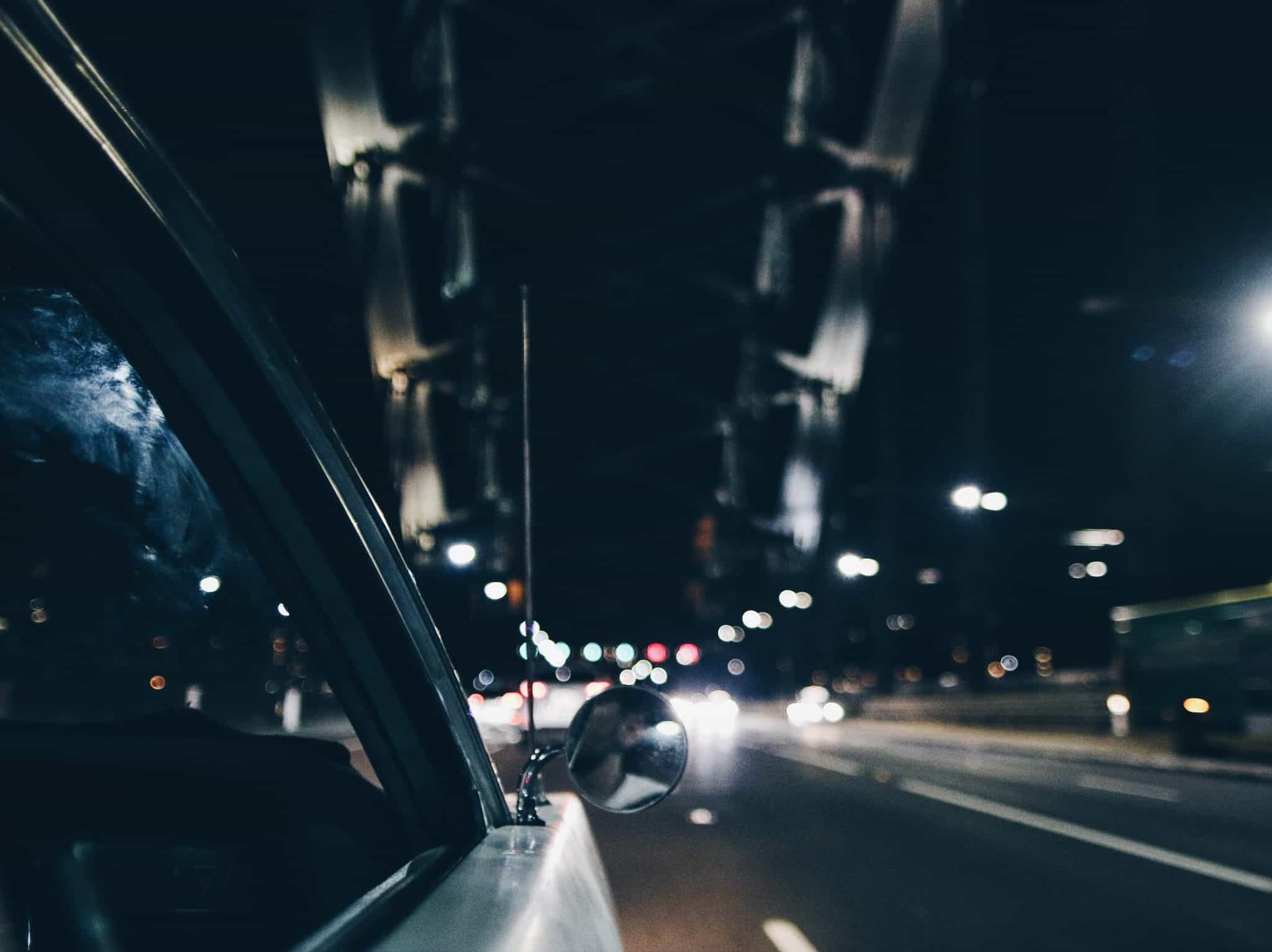 images of travelling in car at night