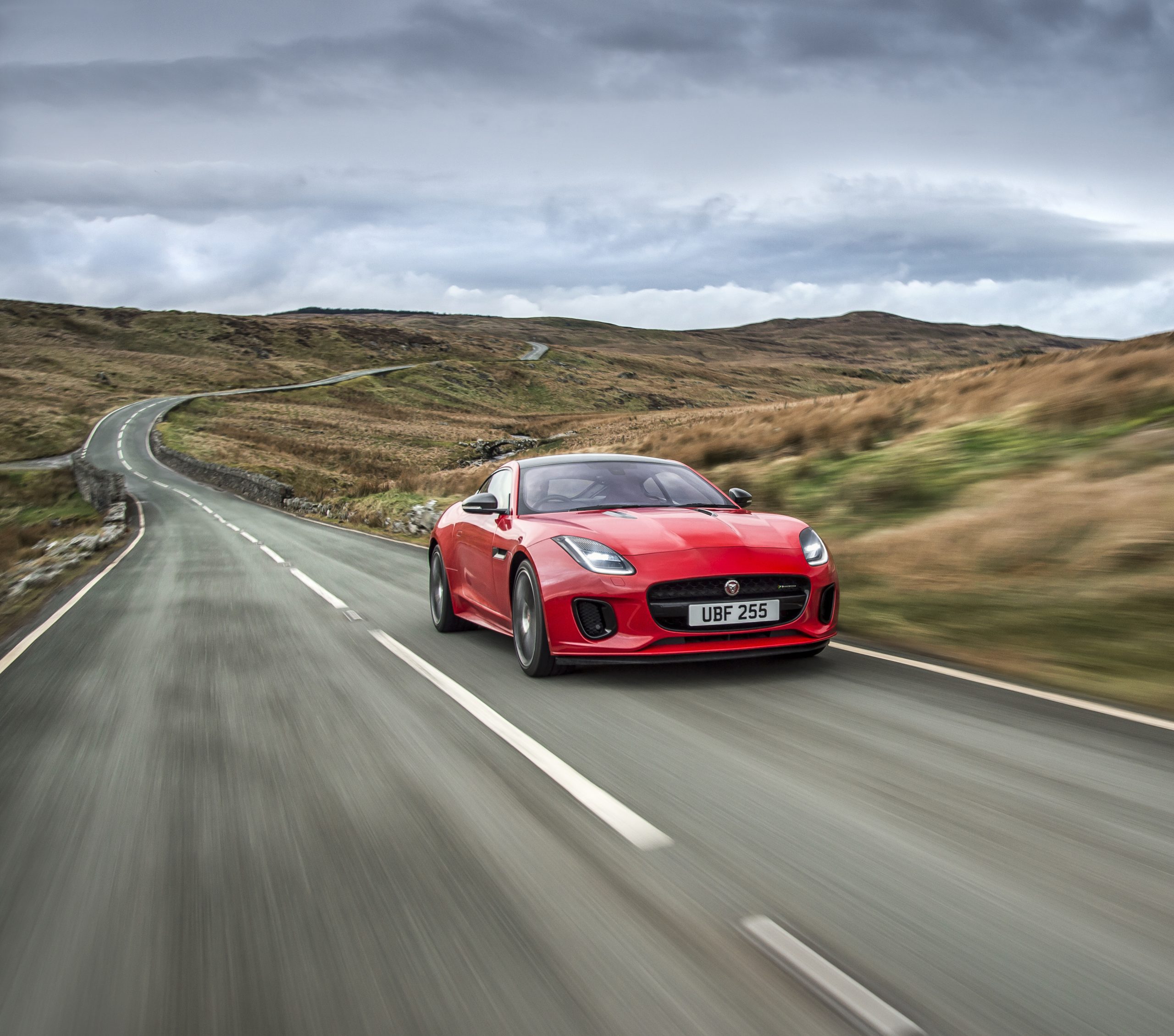 Jaguar four-cylinder F-Type press shot coupe sports car supercar