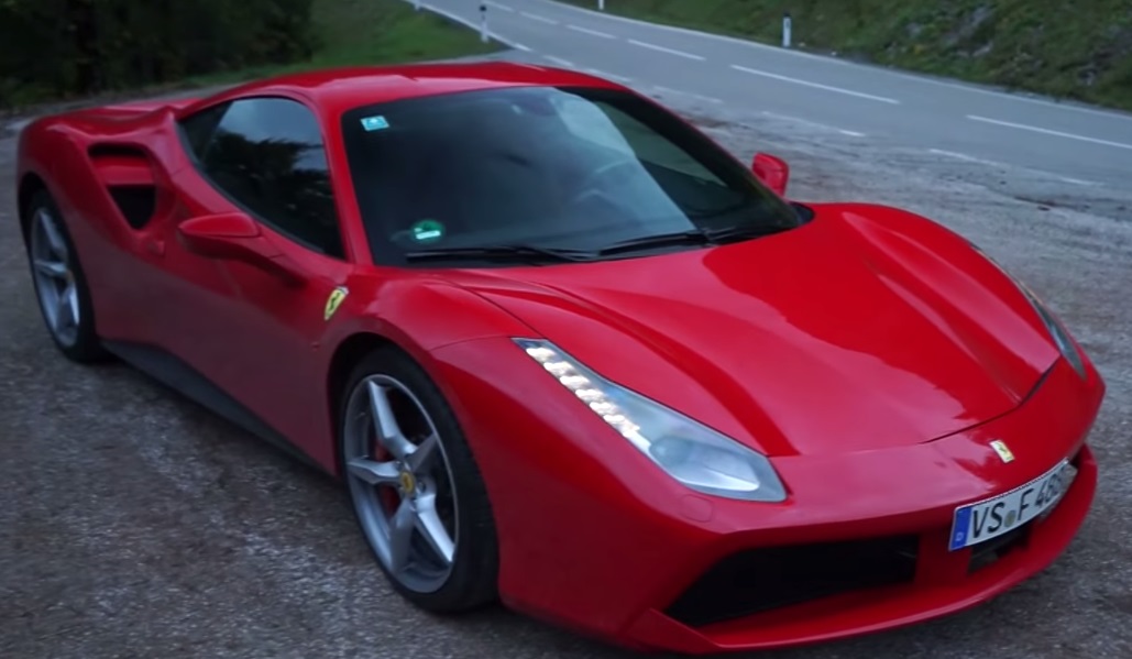 A Ferrari 488 GTB Going for a Quick Drive at a Mountain Pass