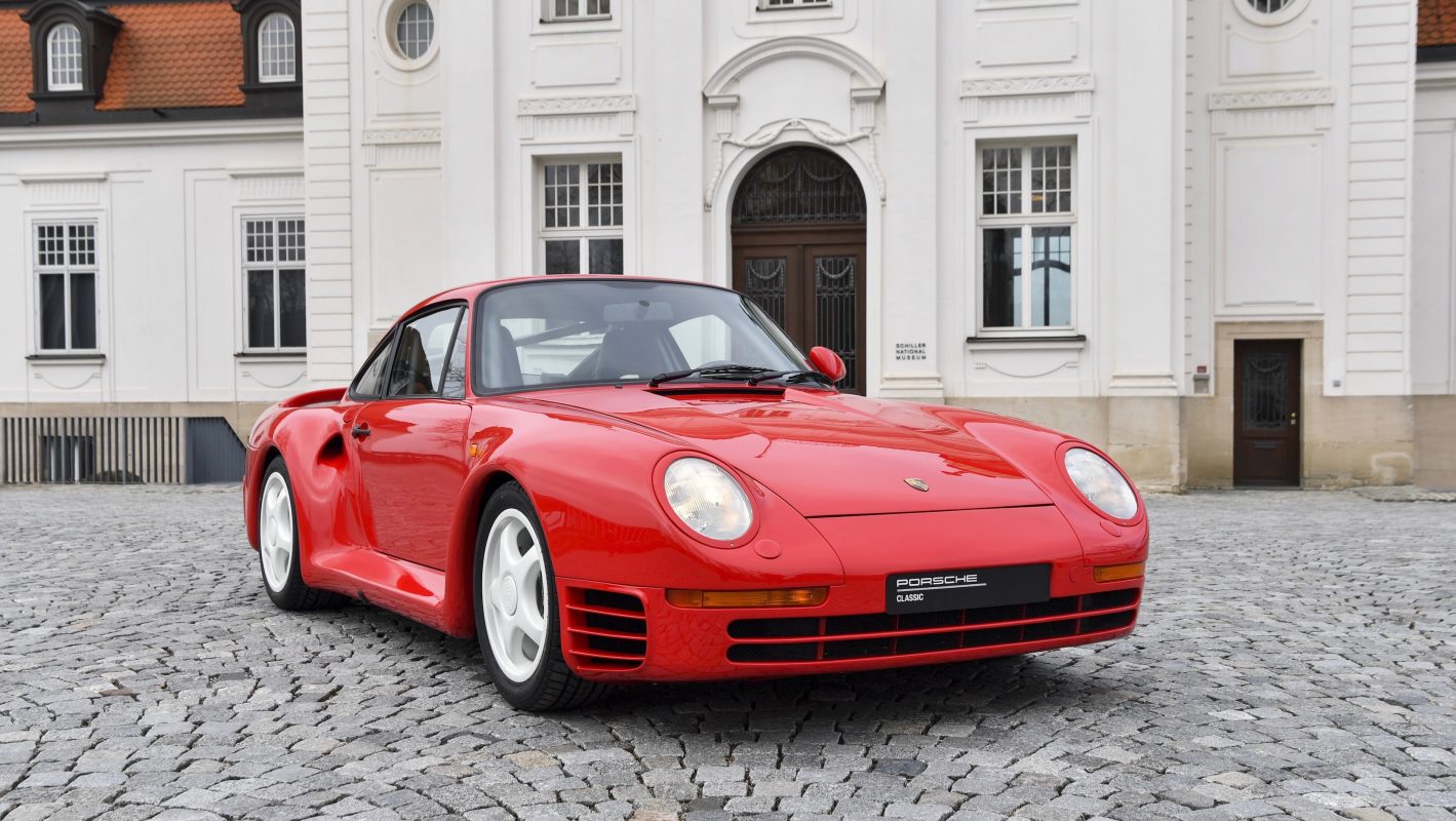 Porsche 959 front view, photo courtesy Porsche newsroom, this car is a mY 1988 version