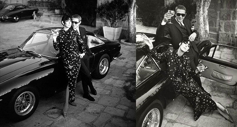 Steve McQueen and Neile Adams with Ferrari 250 GT Lusso