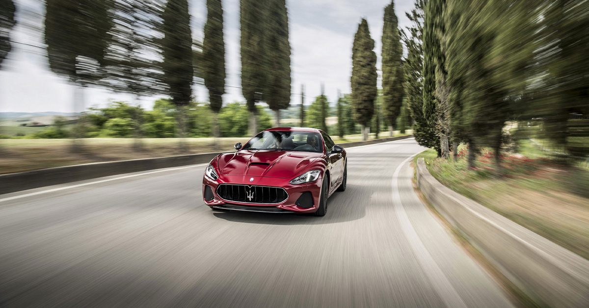 2022 red Maserati GranTurismo on italian road