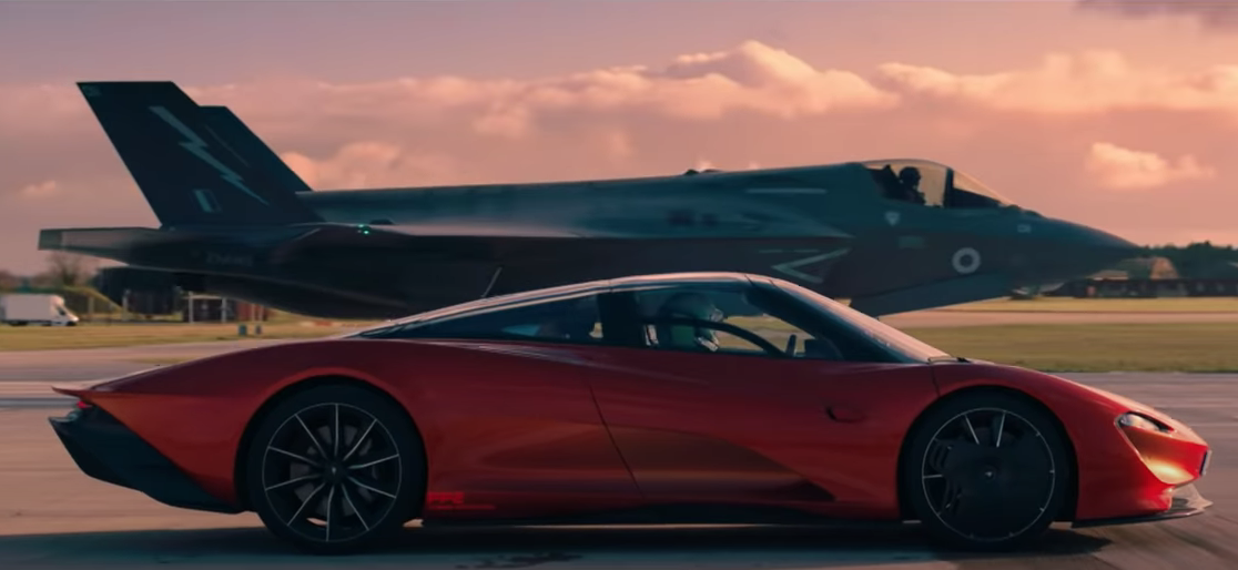 Top Gear Video of McLaren Speedtail vs F35 Fighter Jet