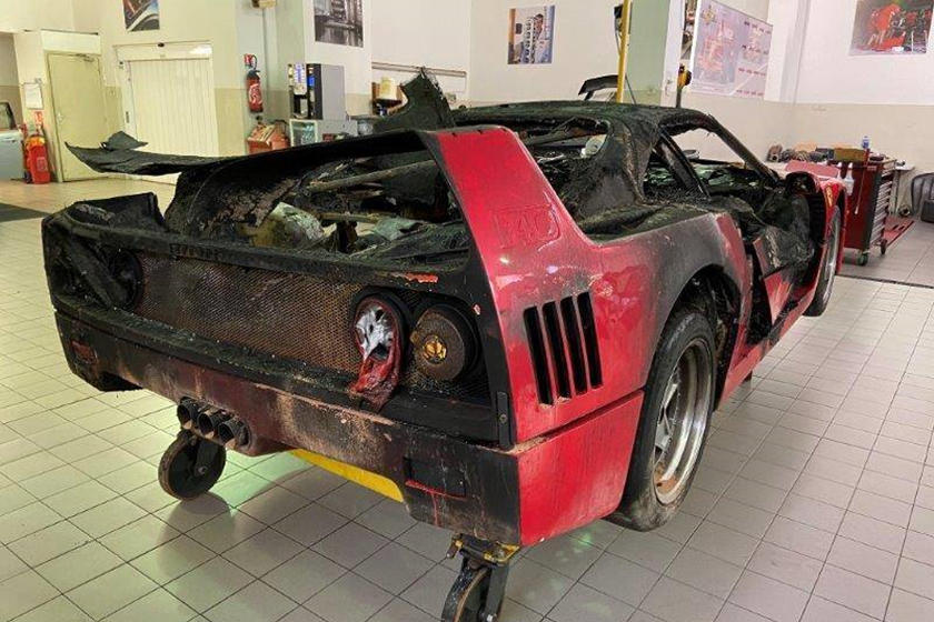 Fire damaged Ferrari F40