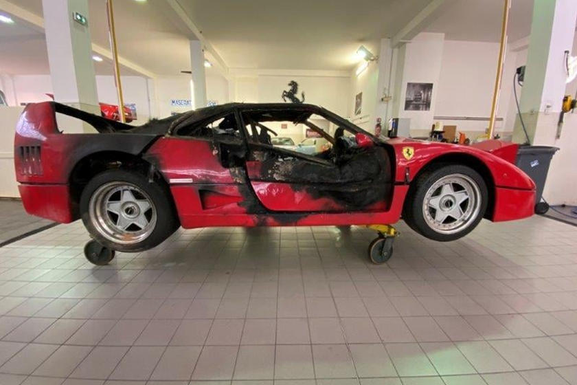 Fire damaged Ferrari F40