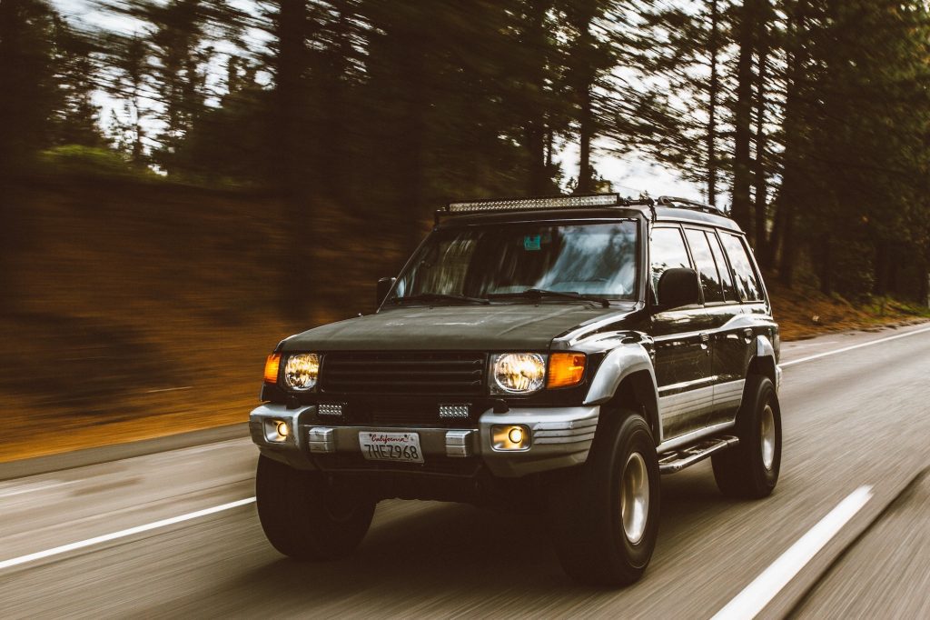 SUV with all terrain tires