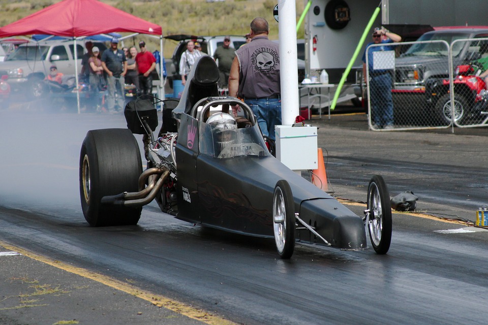 dragster at racing strip