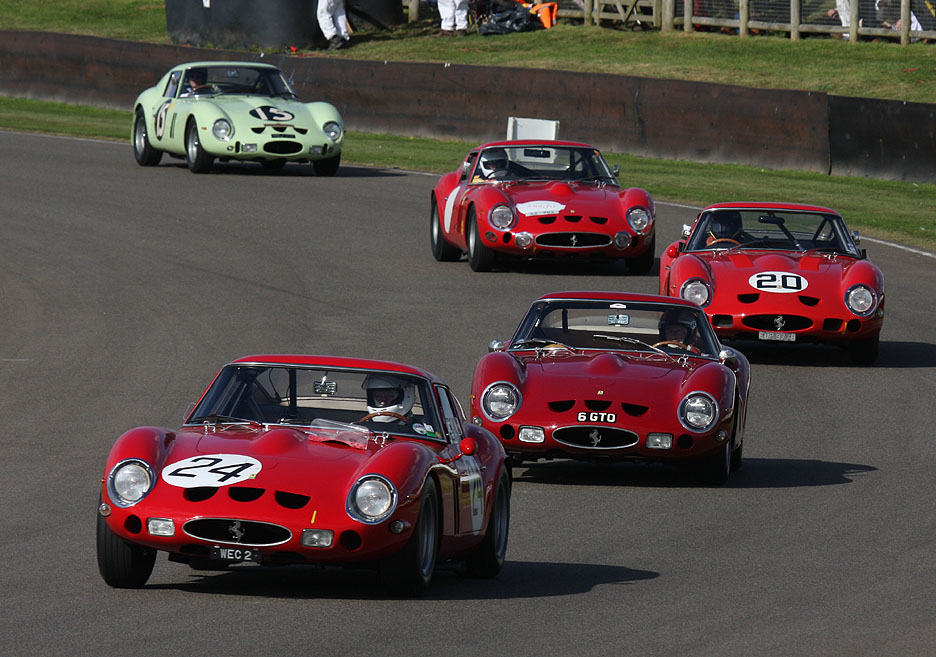 Vintage Ferraris on the racetrack