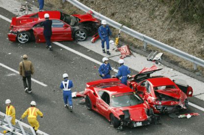 Crashed Supercars in roadway