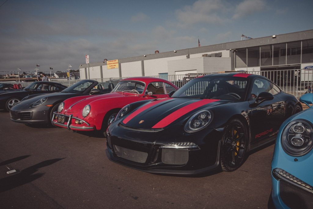 Porsche 911 R parked next to a 356 A Coupe