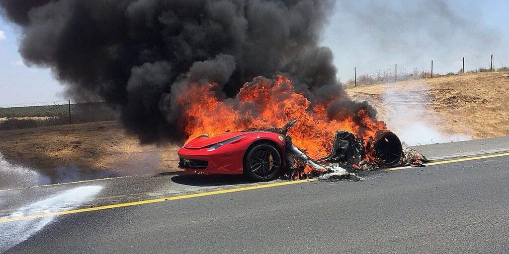 Ferrari catching fire