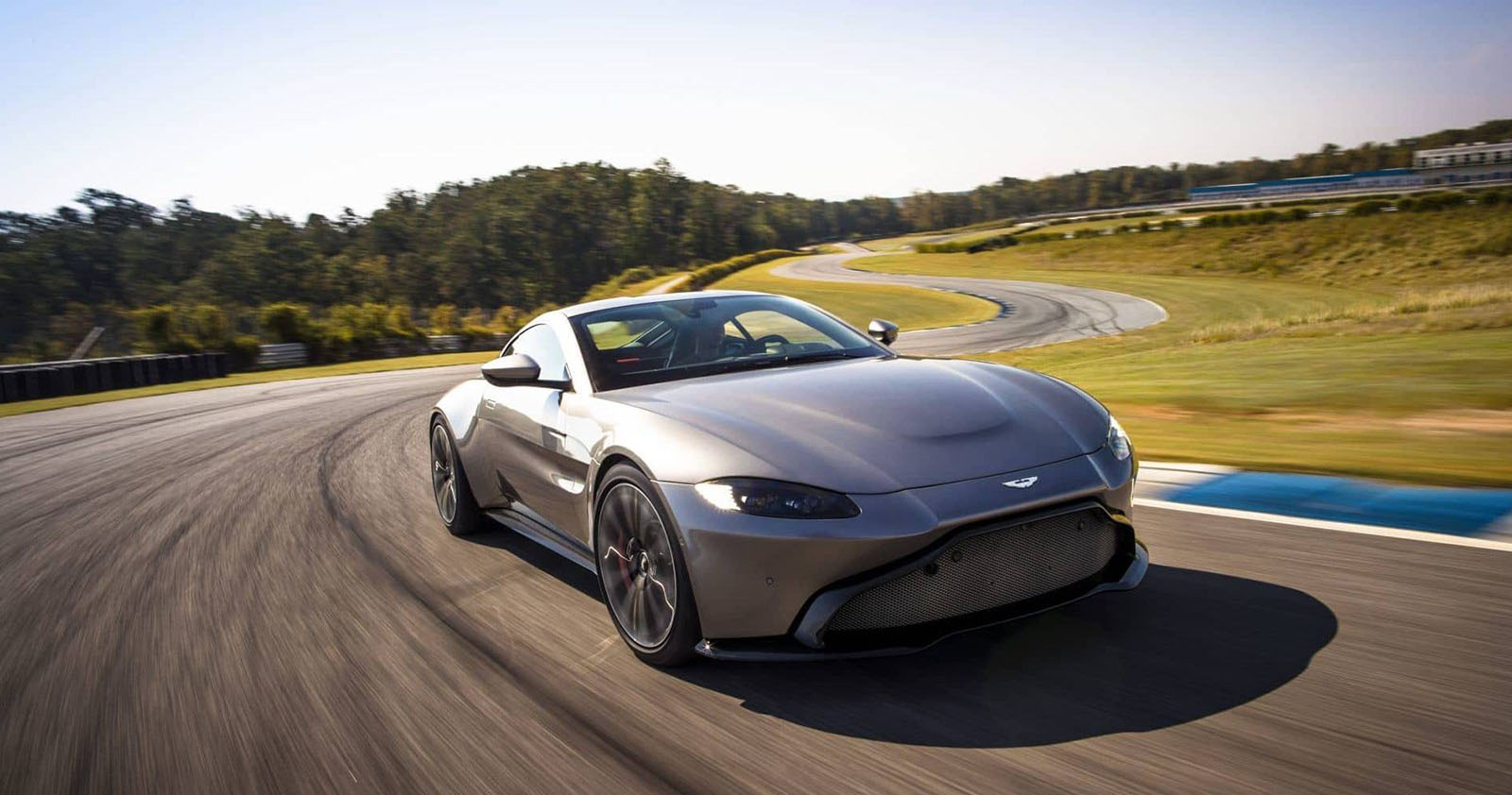 2022 grey Aston Martin Vantage on a race track