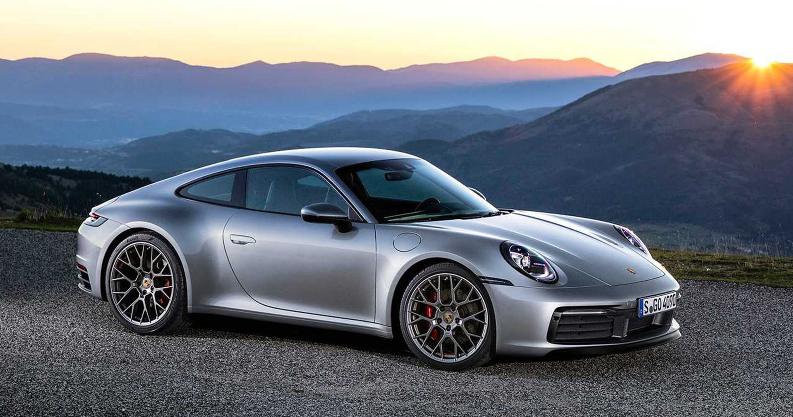 2022 grey Porsche Carrera S on a hill