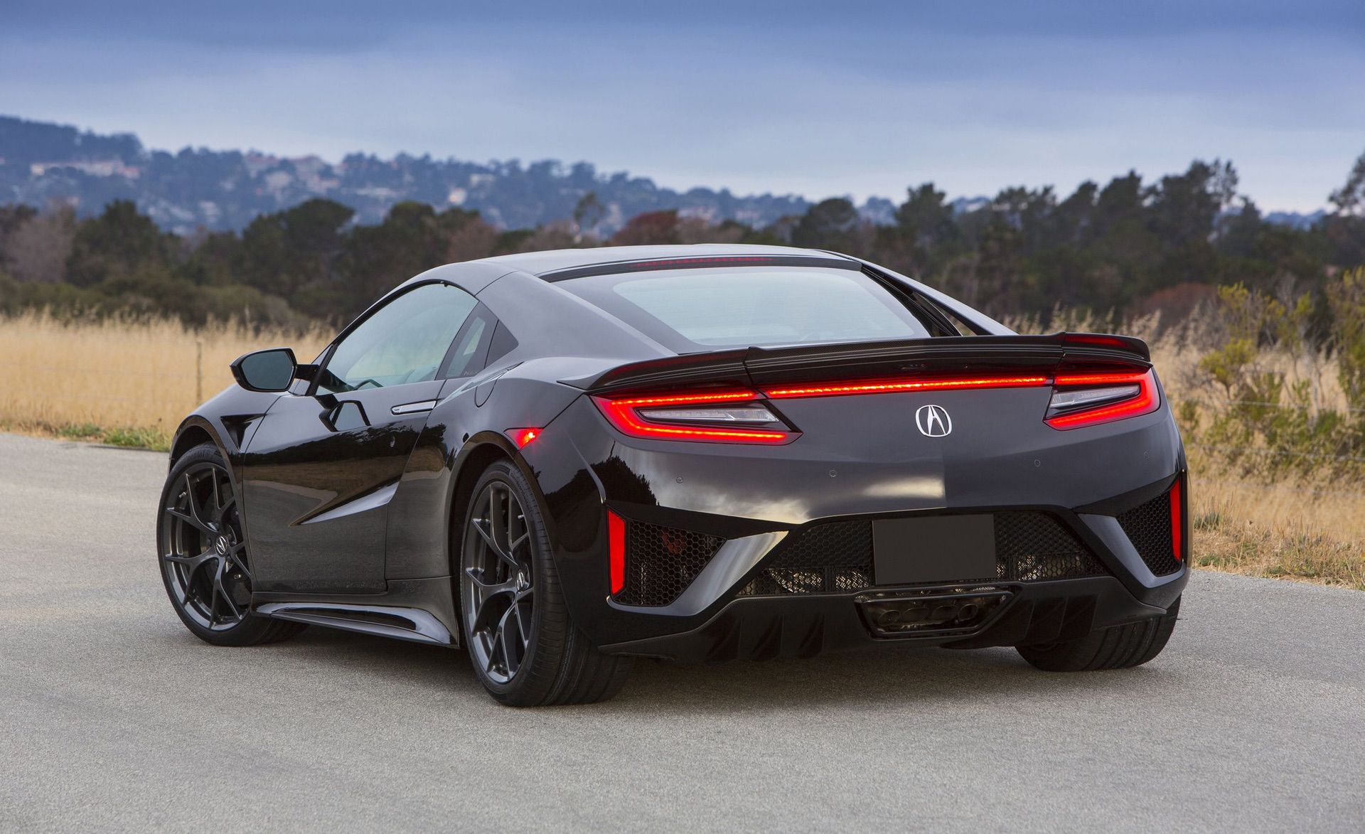Rear of black 2017 Acura NSX