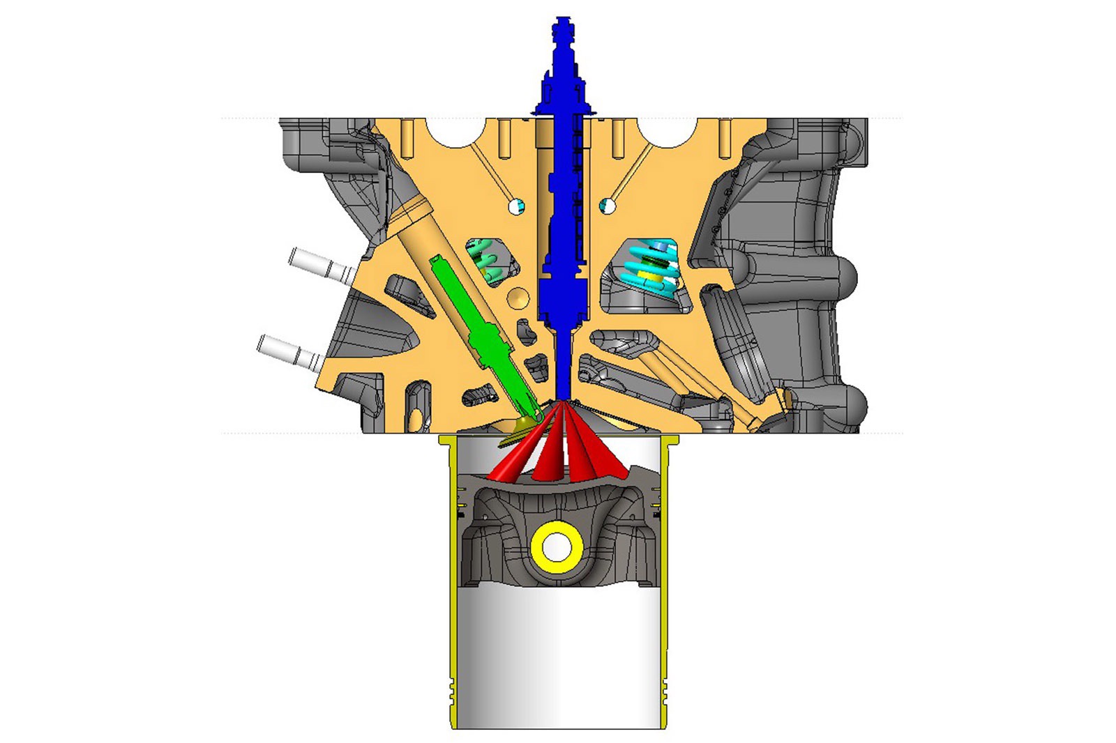 Cutaway view of the new super high pressure center port injection. 