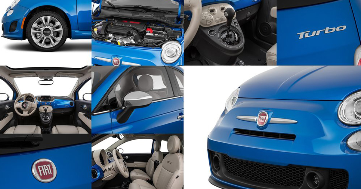 Stills set from image library of a blue Fiat 500