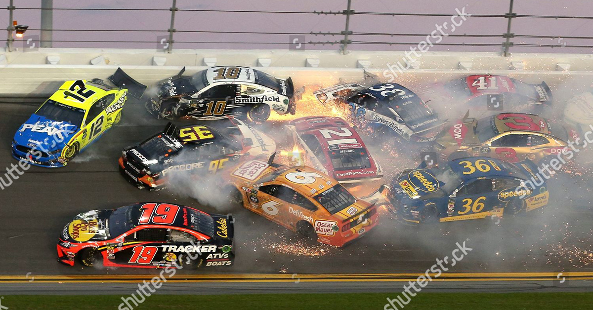 Shutterstock photo of a NASCAR crash
