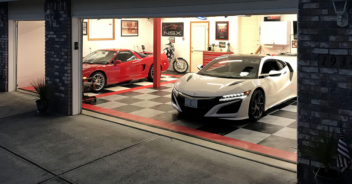 Garage with first and second-gen NSXs