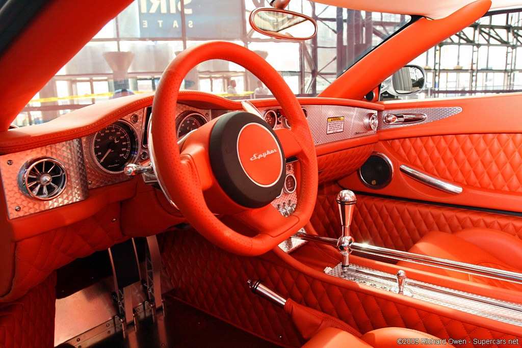 One of the things that set the original Spyker C8 apart was the sheer opulence and over-the-top design of its interior. This is a 2008 interior, so the propellor-shaped wheel is gone in favor of one with an airbag, but the rest is as it was when the C8 first arrived.