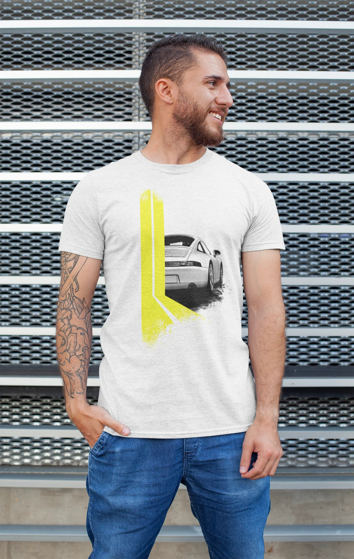 Flat Six / 993 Porsche 911 t-shirt in yellow