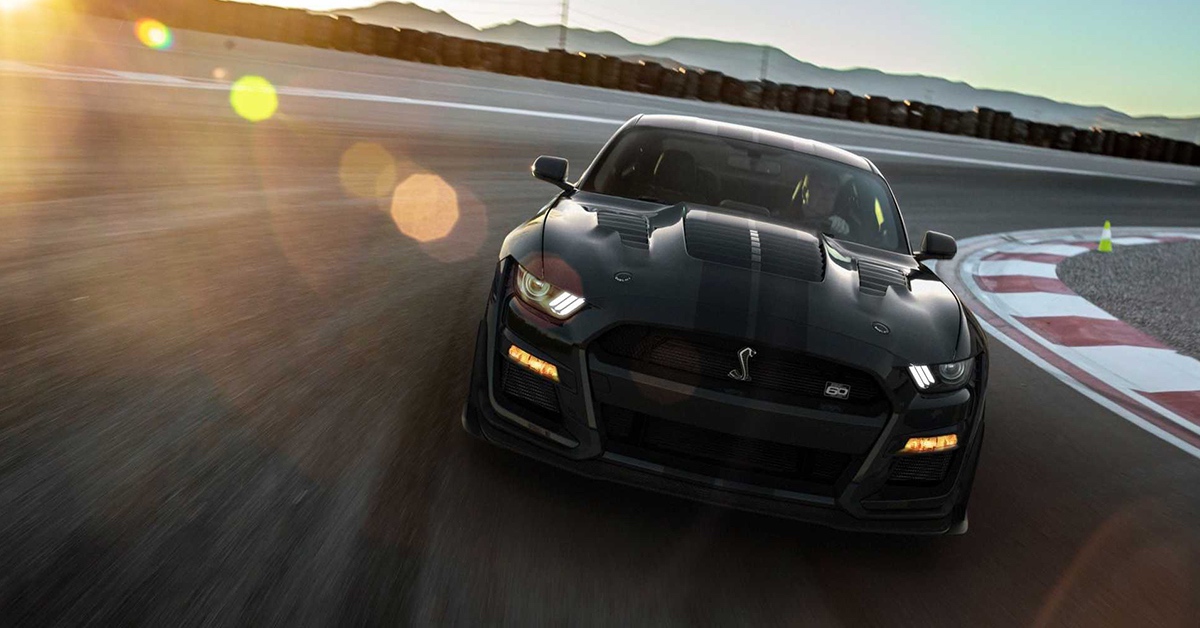 2022 Black Shelby GT500KR on a racetrack