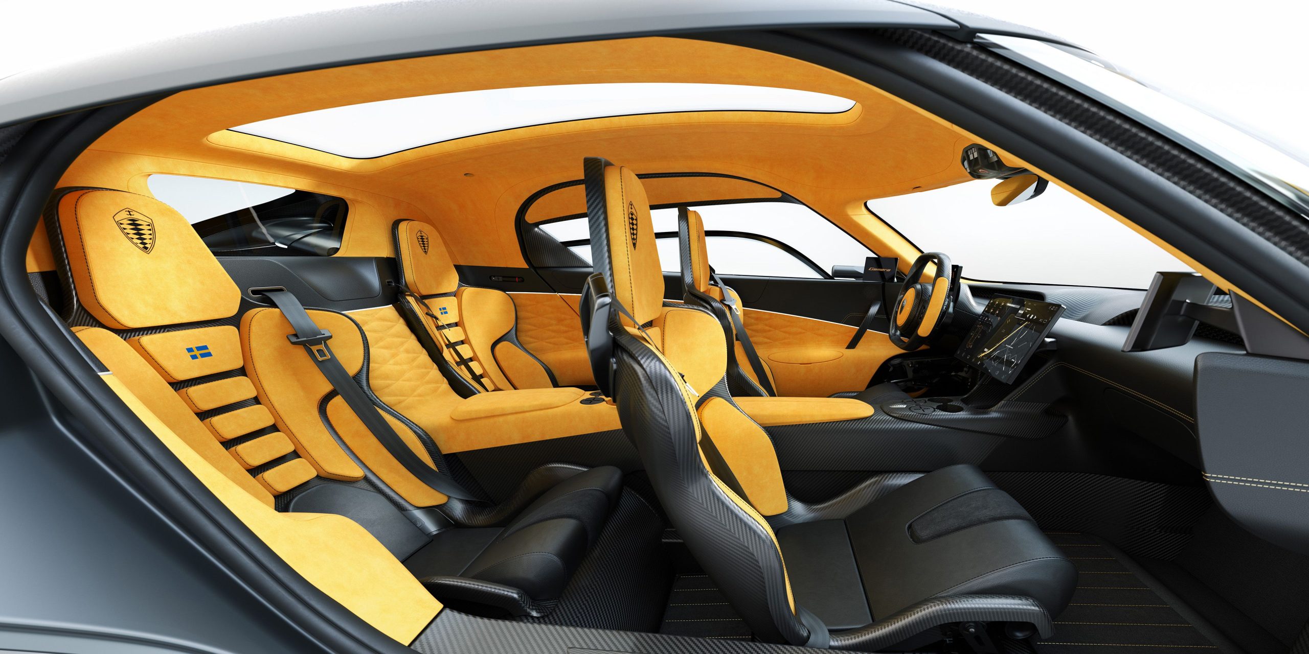 A side view of the Gemera interior showing how the four seats are laid out