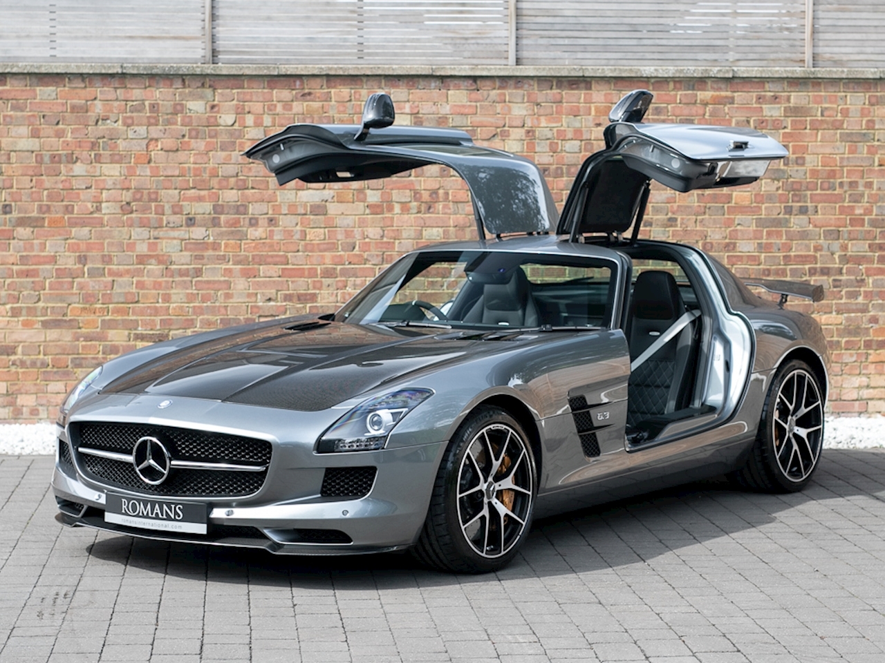 The Mercedes Benz SLS AMG GT Final Edition with the iconic gullwing doors open
