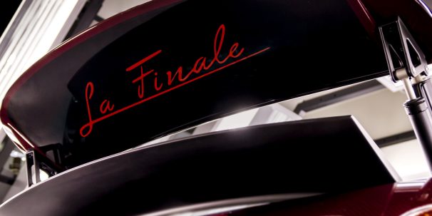 The underside of the Bugatti Veyron La Finale wing showing the 'La Finale' inscription.