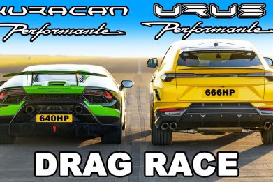 DRAG RACE: Lamborghini Huracan Performante vs Lamborghini Urus Performante