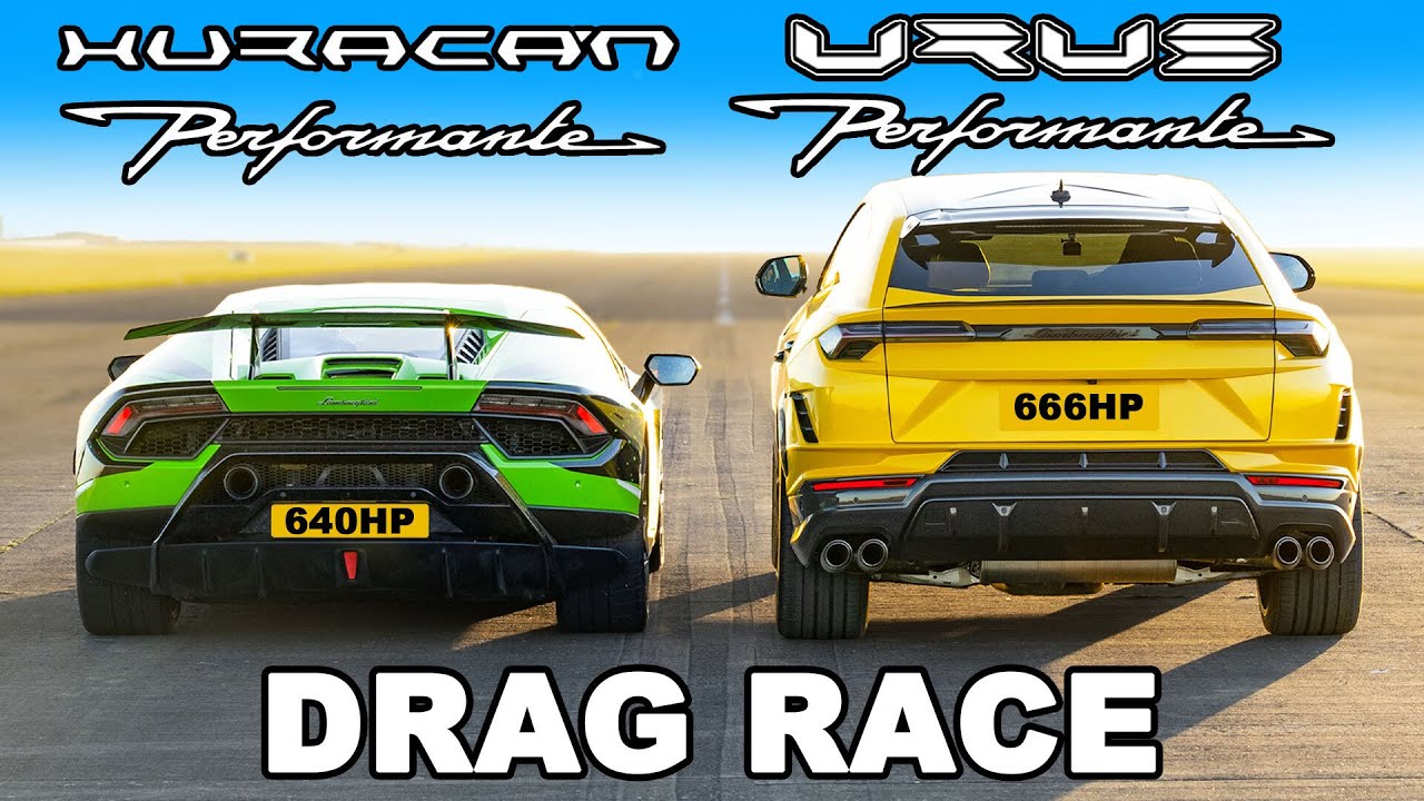 DRAG RACE: Lamborghini Huracan Performante vs Lamborghini Urus Performante