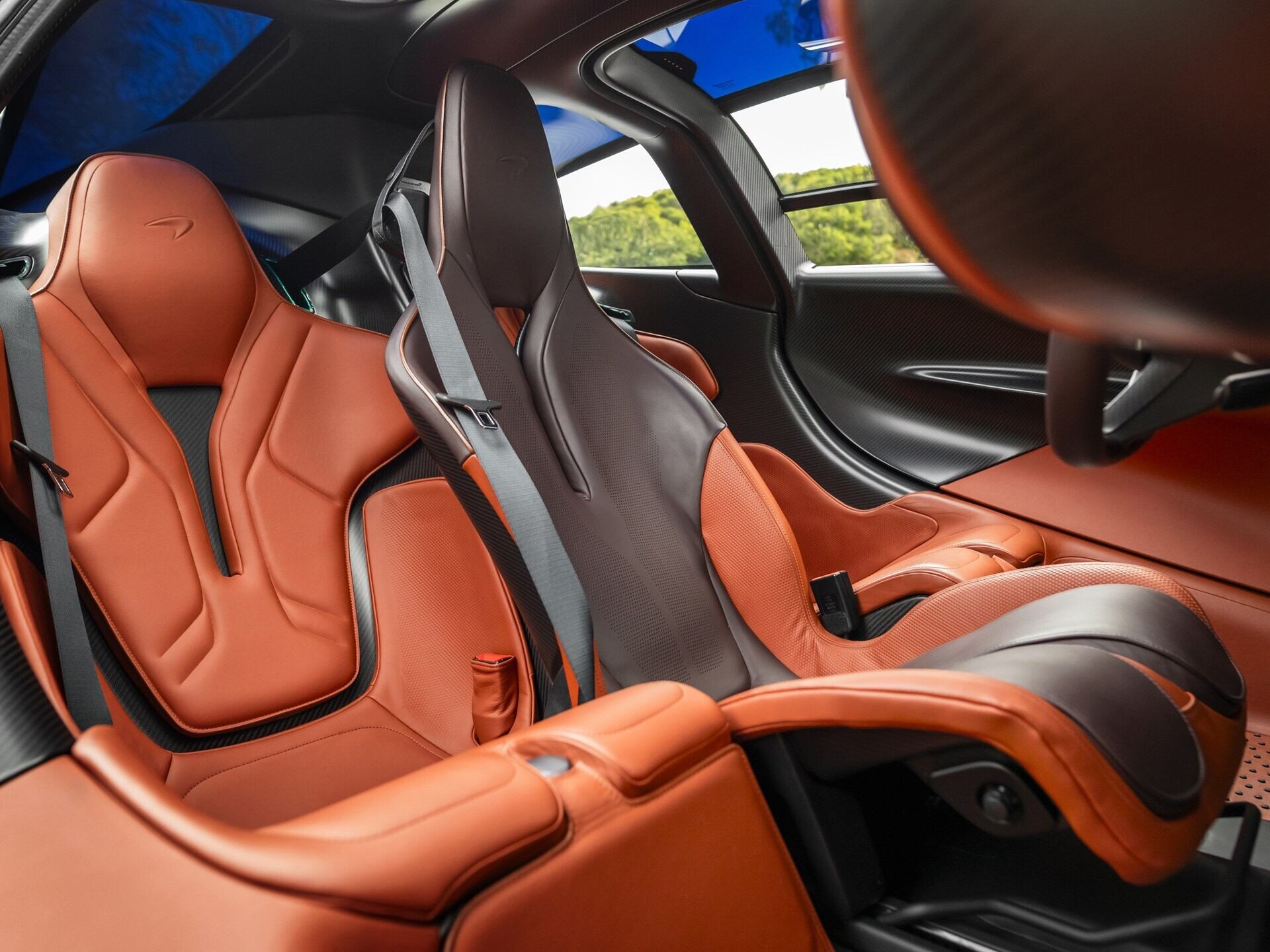 Interior view of a 2020 Grey McLaren Speedtail.