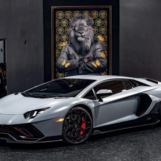 front-angled-view of a grey 2022 Lamborghini Aventador LP780-4 Ultimae