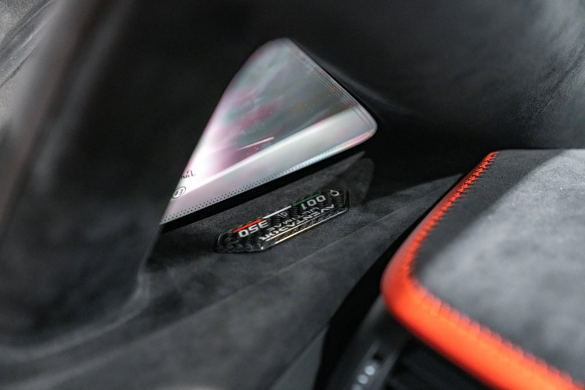 image showing the numbered plaque on the interior of a grey 2022 Lamborghini Aventador LP780-4 Ultimae
