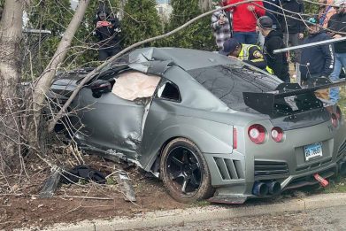 wrecked GT-R with body kit