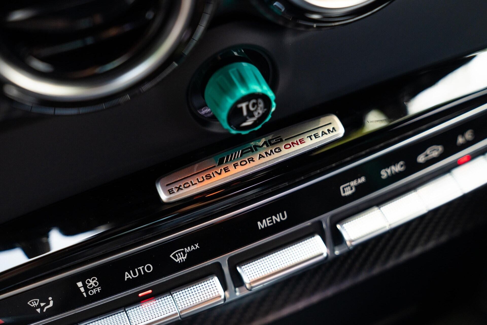 Exclusive plaque on the interior of a 2021 Mercedes-AMG GT Black Series P One Edition