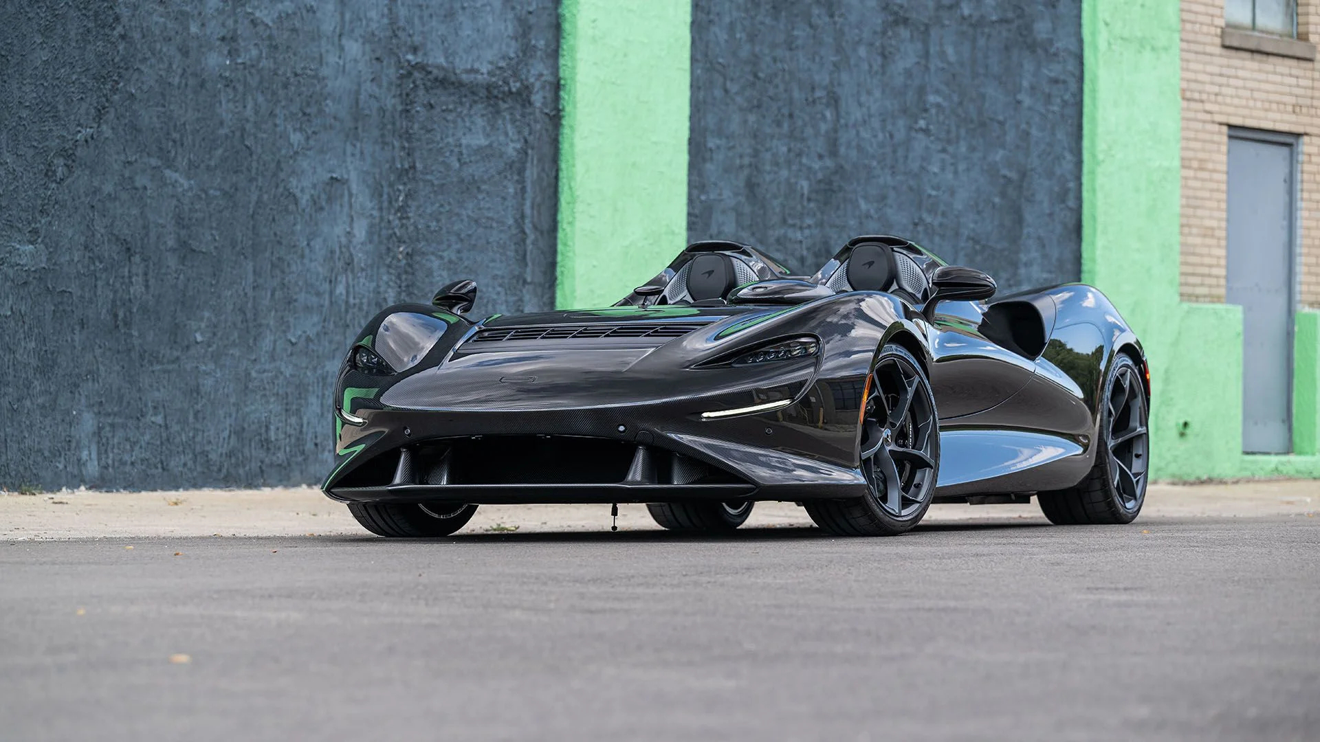 Front angled view of a 2021 McLaren Elva