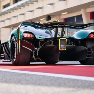 Rear-angled view of the Aston Martin Valkyrie AMR Pro.