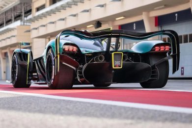Rear-angled view of the Aston Martin Valkyrie AMR Pro.