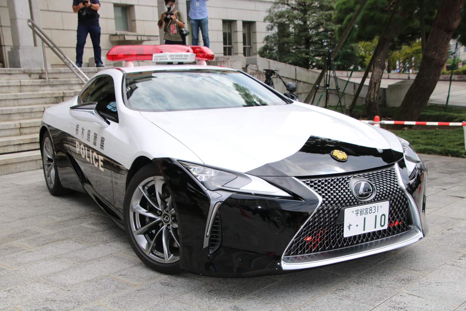 Front-angled view of a Japan Police Lexus LC500