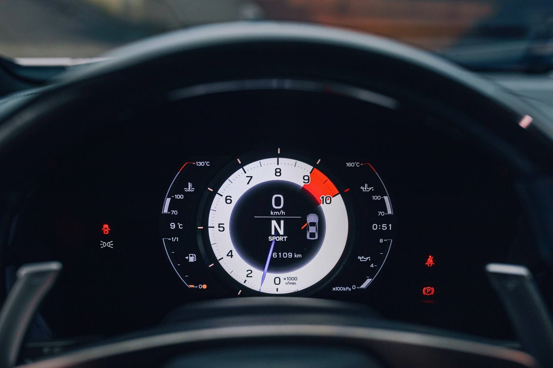 Dashboard of a white 2011 Lexus LFA