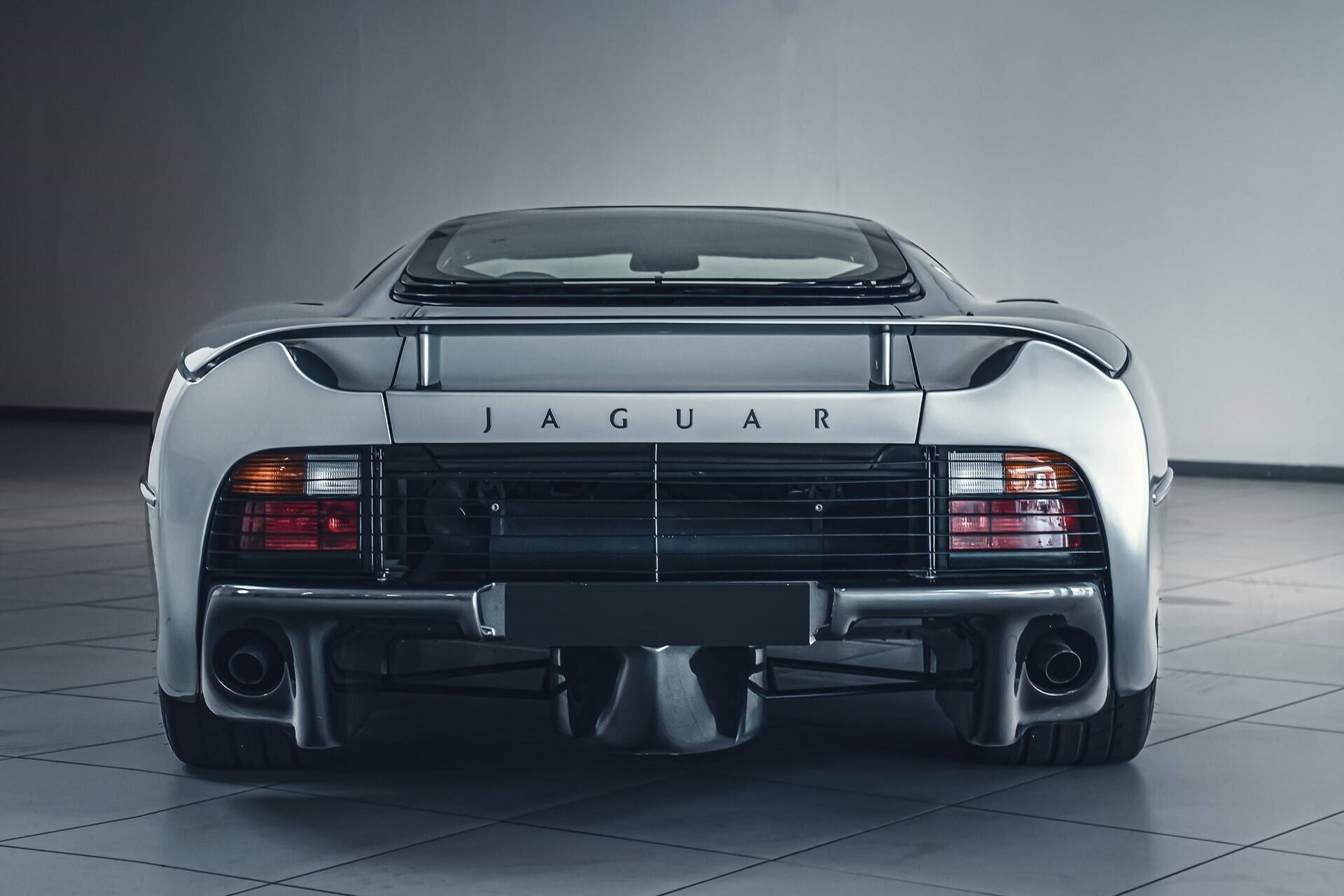 rear of a silver 1993 Jaguar XJ220