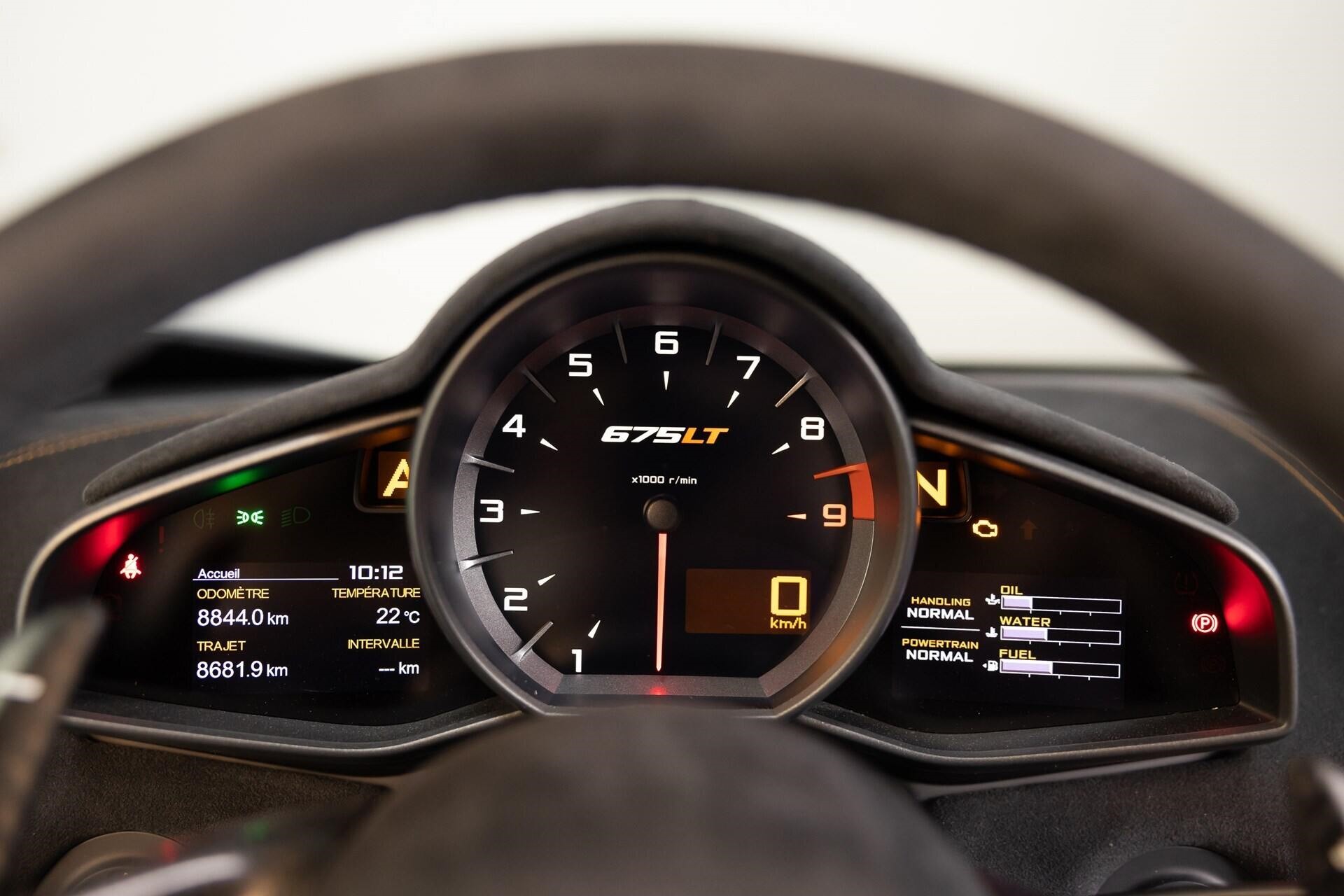 dashboard view of a 2017 Chicane Grey McLaren 675LT